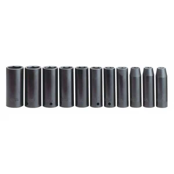 1/2" Drive Impact Socket Chrome plated, 12pc Set, 1/2in., Metric