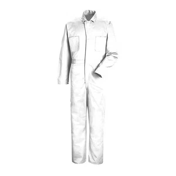 White Cotton Coveralls, 52", Cotton, Snap Front