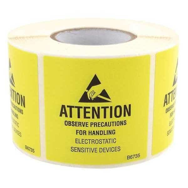 ESD JEDC Label Roll 2inx2in, Yellow