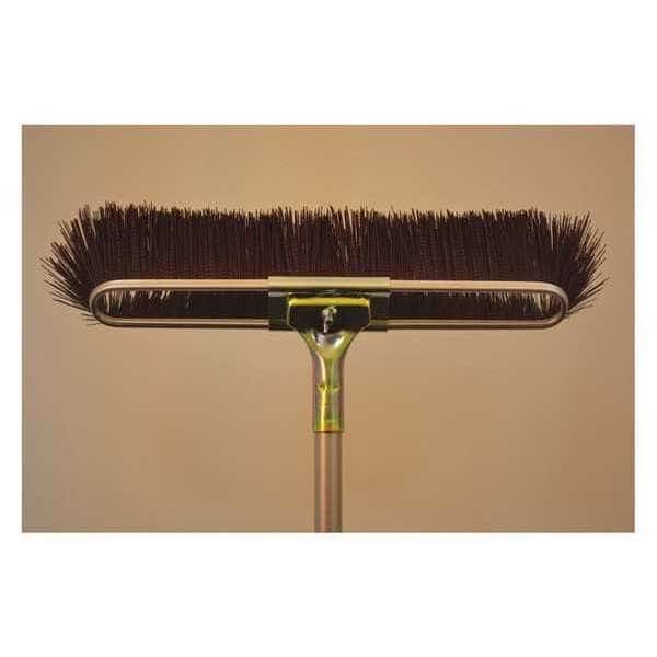 17" Brown bristle floor brush, coase sweep, steel bolt-on handle
