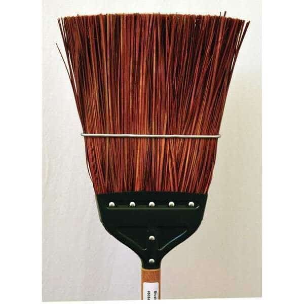 Metal cap upright broom, natural stiff bristles, hardwood Handle