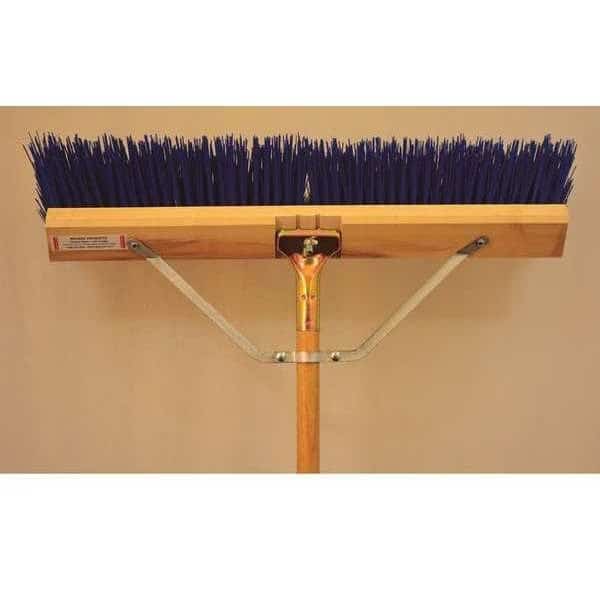 24" Blue bristle contractor brush, brace, 60" bolt-on wood handle