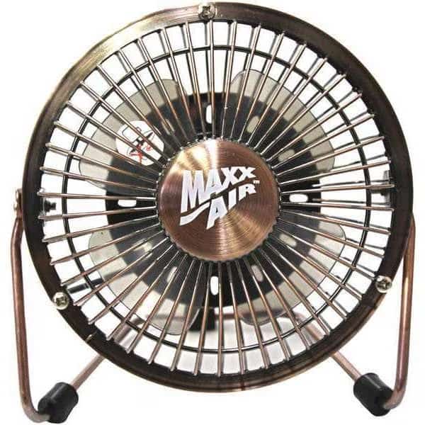 4 in. Desk Fan, Table Fan, Portable Fan, USB Fan, Non-Oscillating, 1 Speeds, Copper, Maxx Air, Mfr#: HVDF4UPS
