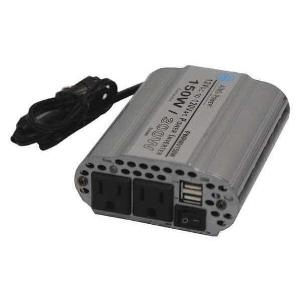 Power Inverter, Aluminum Case, Modified Sine Wave Form, 150W Nominal Output, 120V AC Output Voltage, Aims Power, Mfr#: PWRINV150W