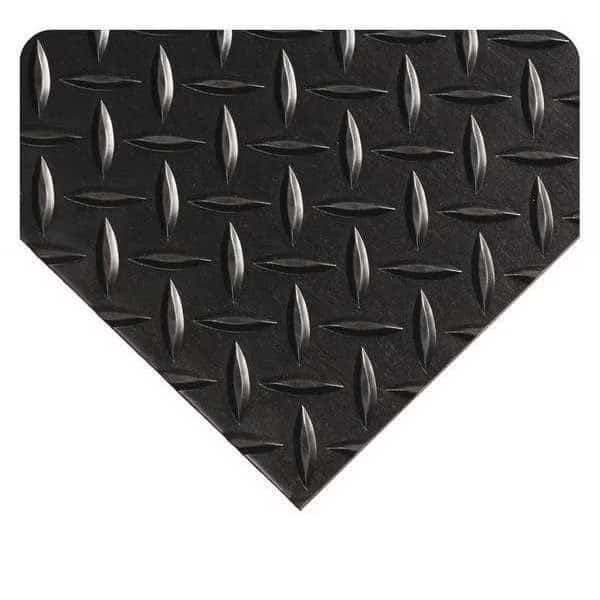 Antifatigue Mat, 62 ft. L x 4 ft. W, 1/4" Thickness, Diamond Plate, Black