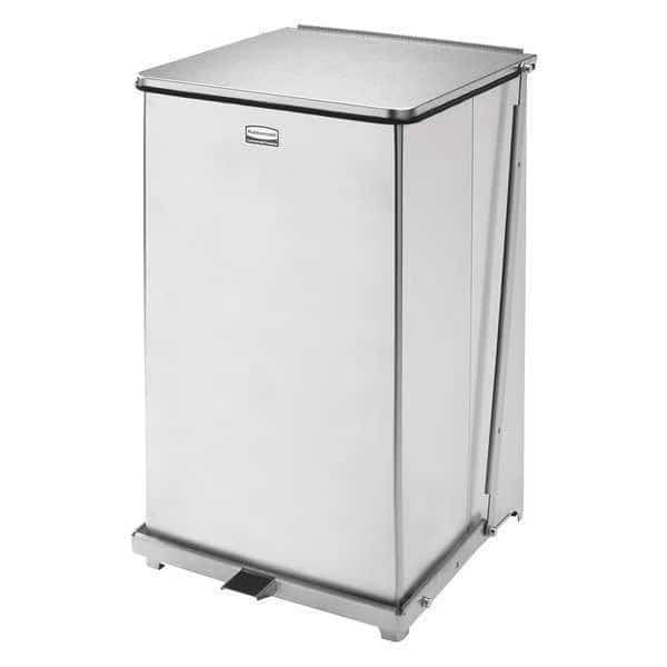 40 gal Square Step Can, Stainless Steel, 21 in Dia, Stainless Steel
