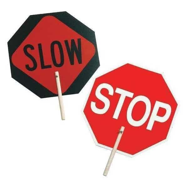 Sign, Stop/Slow, Wood Handle, 10"