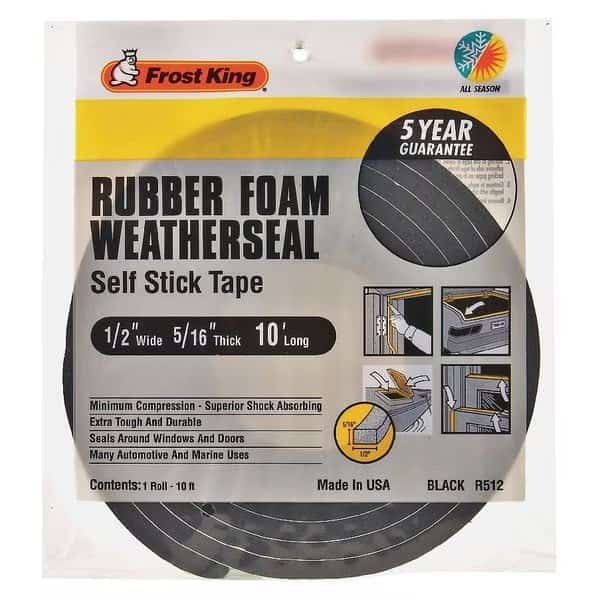 Spnge Rubber Foam Tape,1/2Inx10 ft,8 mil, Mfr#: R512H, FROST KING