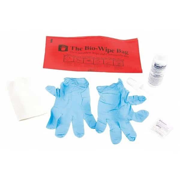 Biohazard Spill Kit, 2 oz Volume Absorbed per Kit, Bag, Clear