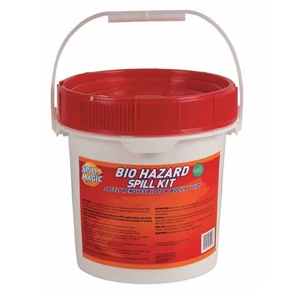 Spill Kit, 2 gal Volume Absorbed per Kit, 1 1/4 gal Capacity, Bucket, Red