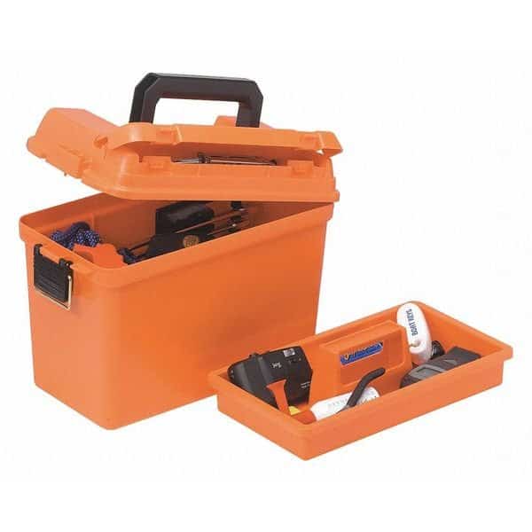 Tool Box, Plastic, Orange, 17 in W x 10 in D x 13 in H
