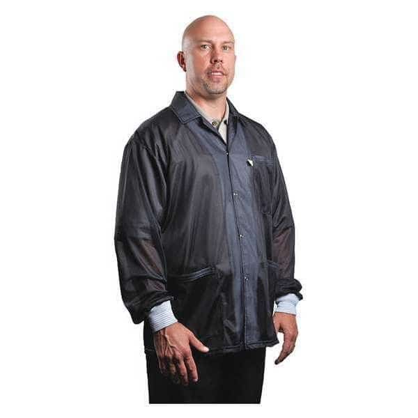 Jacket w/Knitted Cuffs, Black, Large