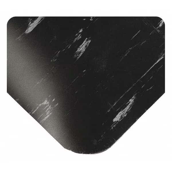 Antifatigue Mat, 12 ft. L x 4 ft. W, 1/2" Thickness, Marble, Black