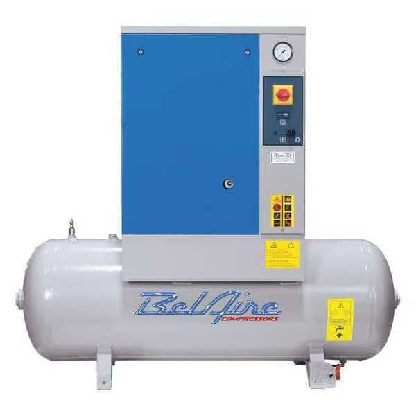 BelAire 7.5 HP 60 Gallon 150 PSI Screw Compressor w/Dryer, 21.2 CFM at MAX/150 PSI, 230v/1ph, 64 dBA