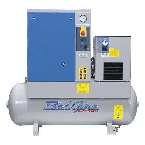BelAire 7.5 HP 60 Gallon 150 PSI Screw Compressor w/Dryer, 21.2 CFM at MAX/150 PSI, 230v/1ph, 64 dBA