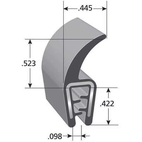 Black Vinyl Seal 100 ft L, 7/16 in W, 15/16 in H