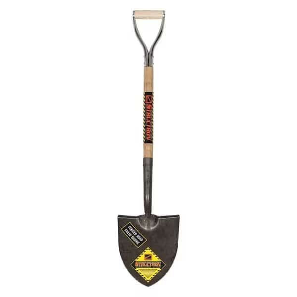 Round Point Shovel, #2 Blade, Steel Blade, Forward Turn Step, 27 in L Natural Hardwood Handle