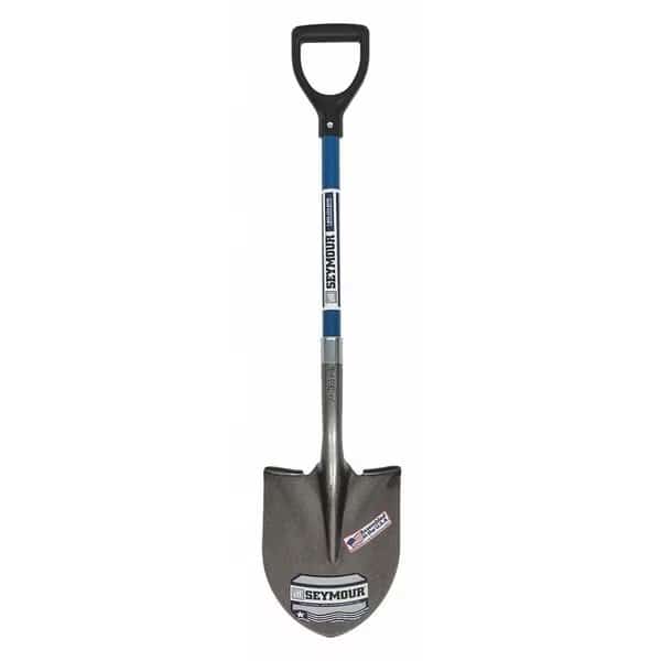 Round Point Shovel, 16 ga #2 Blade, Steel Blade, Forward Turn Step, 26 in L Blue