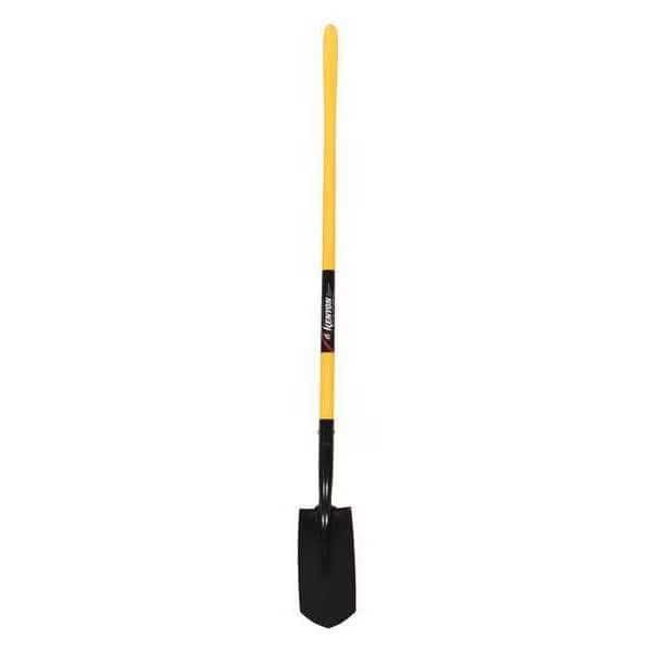 Trenching Shovel, 14 ga Steel Blade, Forward Turn Step, 48 in L Yellow
