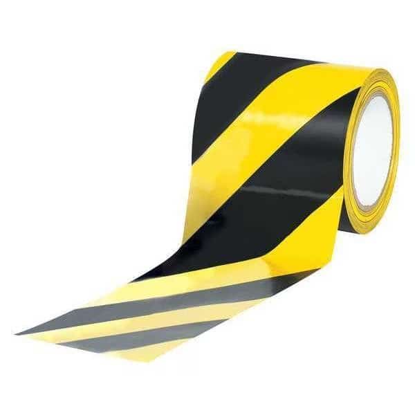 Tape Logic Striped Vinyl Tape, 7.0 Mil, 4" x 36 yds., Black/Yellow, PK12