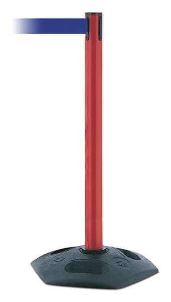 Barrier Post with Belt, Black, 13 ft Length, 38 in Post Height, No Legend