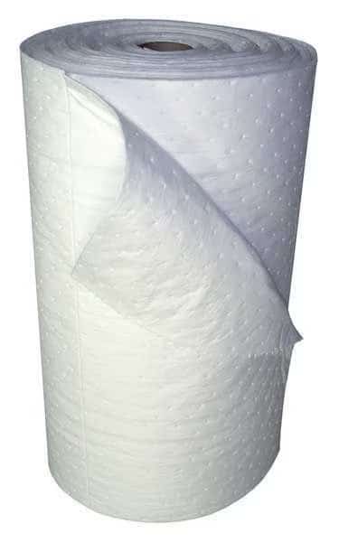 Sorbent Roll, 36 gal, 30 in x 150 ft, Oil, White, Polypropylene