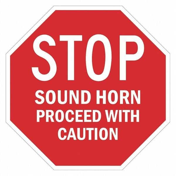 Stop Sound Horn Sign, 24" W, 24" H, Recycled Aluminum, Red
