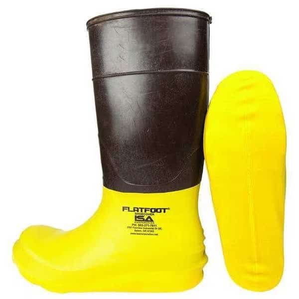 Overshoes, Composite Toe, Rubber, 7 1/2 in Height, Slip On Closure, Slip Resistant Sole, Yellow, M