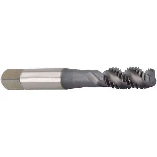 Spiral Flute Tap, 3/8"-16, Semi-Bottoming, UNC, 3 Flutes, TiCN