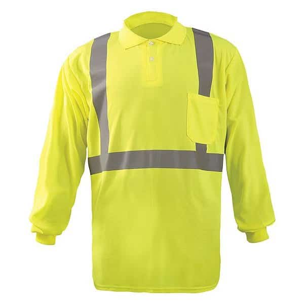 Unisex Long Sleeve Polo Shirt, Polyester, Button Closure, XL