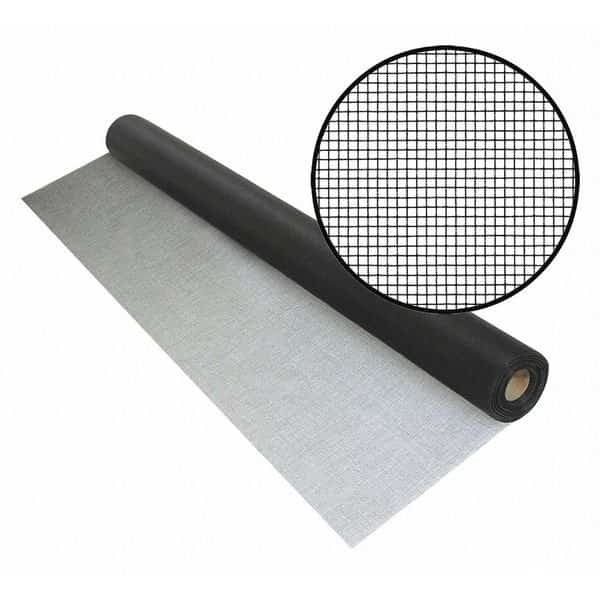 Door and Window Screen, Fiberglass, 72 in W, 100 ft L, 0.007 in Wire Dia, Black