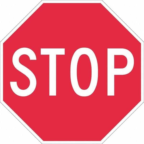 Stop Sign, 30" Height, 30" Width, Aluminum, Octagon, English