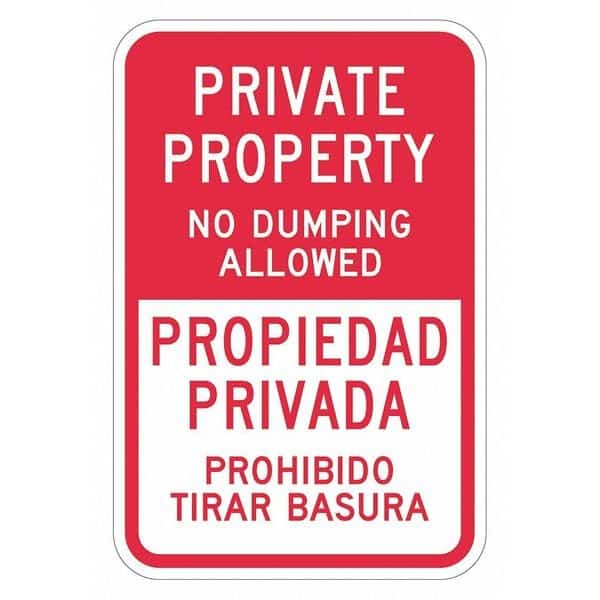 Facility Sign, 18 in H, 12 in W, Aluminum, Vertical Rectangle, English, Spanish, T1-1745-DG_12x18