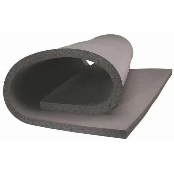 Duct Liner, 0.1 NRC, NBR/PVC Based Elastomeric, 60 in W, 100 ft L, 0.5 in Thick, Gray
