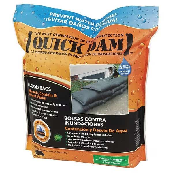 Water Act Flood Bag,3-1/2"Hx2ft.L,PK6, Mfr#: QD1224-6ES, QUICK DAM