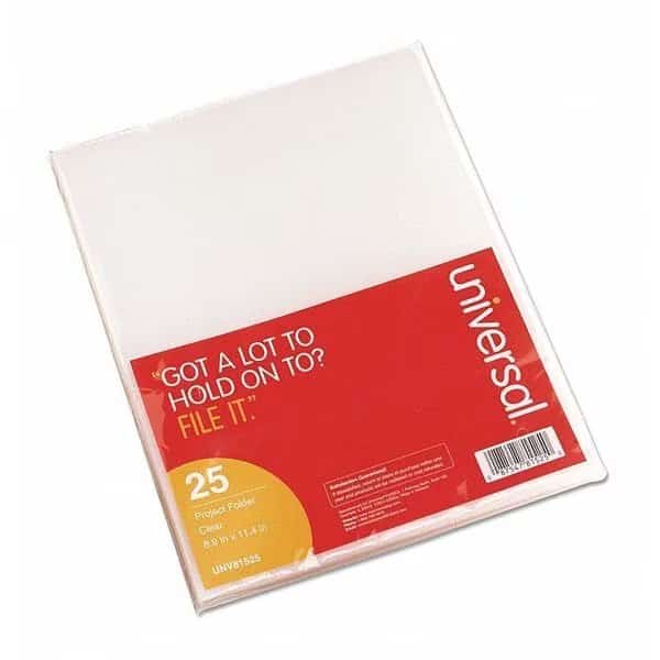 File Jacket,Polypropylene,Letter,PK25, Mfr#: UNV81525, UNIVERSAL ONE