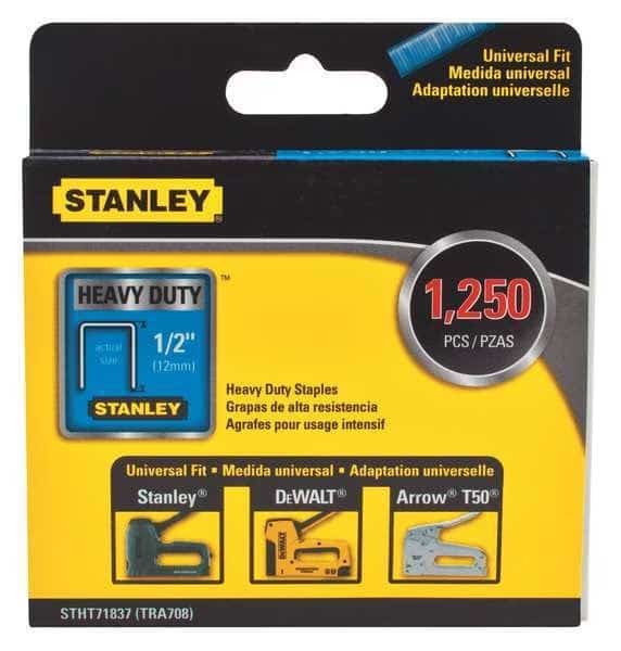 Heavy Duty Staples, 24 ga, 1/2 in Leg L, Steel, 1250 PK