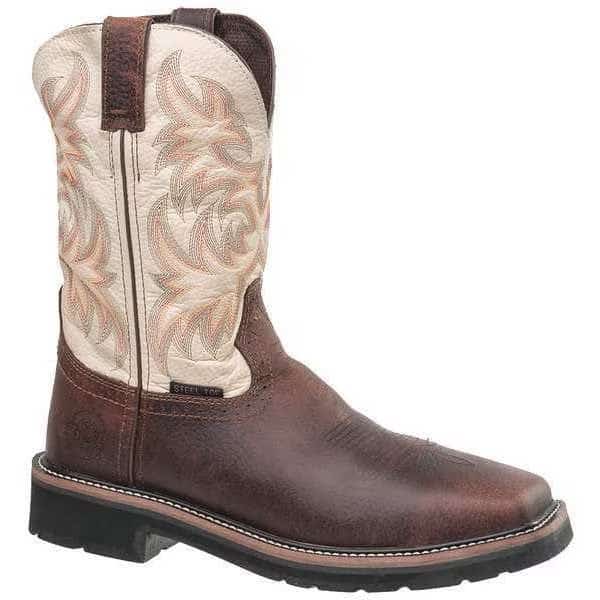 Men's Western Boot, 14 EE, Steel Toe, 11 in H, Brown, WK4684