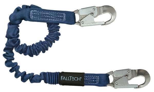 Elastic Shock Absorbing Lanyard, 4 ft. to 6 ft. Length, Snap Hook, Aluminum, 1 Leg(s)