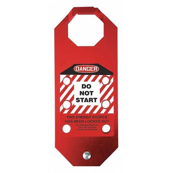 Lockout Hasp, Red, 6-3/4"Lx3-1/8"W