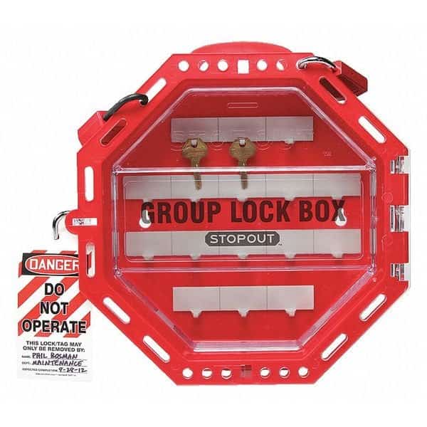 Group Lockout Box, Red, 4-1/2" H