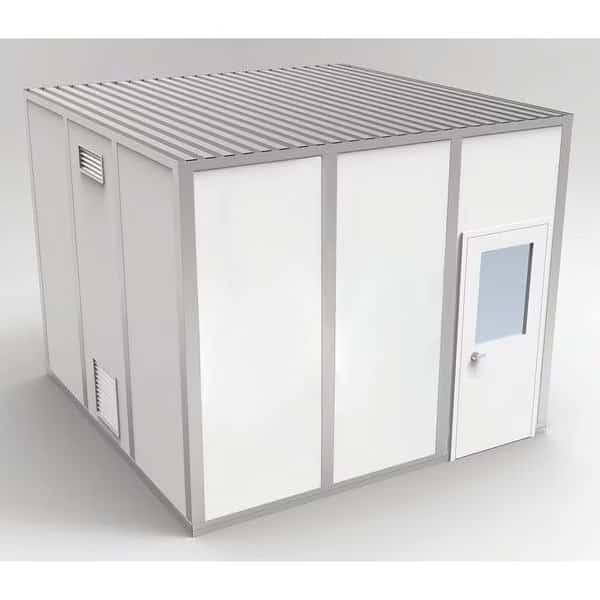 4-Wall Modular Cleanroom, 10 ft 1 3/4 in H, 12 ft 4 1/2 in W, 12 ft 4 1/2 in D, White
