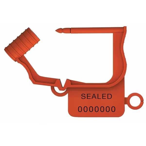 Padlock Seals, Orange, Plastic, PK50