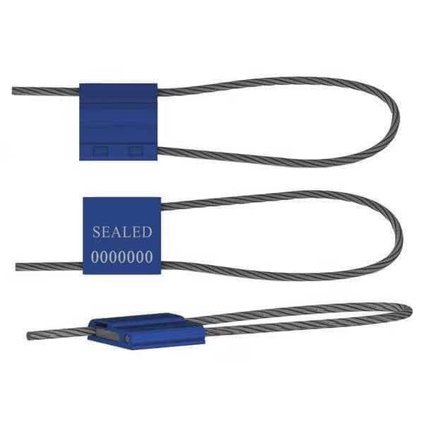 Cable Seal 12" x 9/64", Aluminum, Blue, Pk50