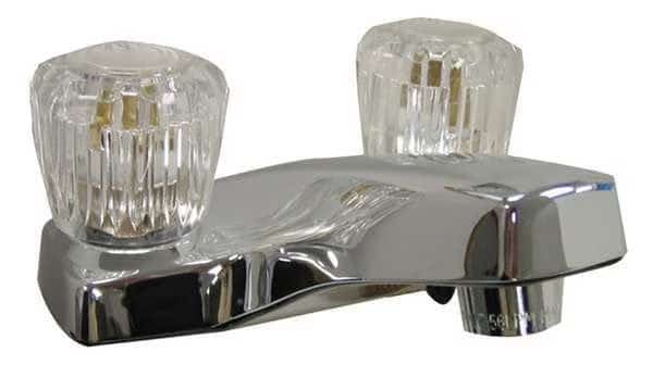 Manual 4" Mount, 2 Hole Low Arc Bathroom Faucet, Chrome, Dominion Faucets, Mfr#: 77-1005