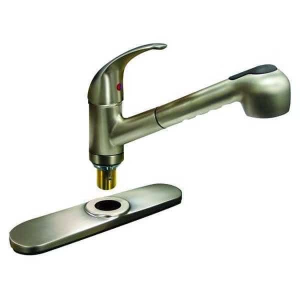 Low Arc Pull Out Kitchen Faucet, Manual, 8" Mount, 1 or 3 Hole