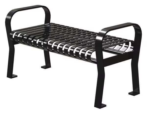 Outdoor Bench, 49 in. L, 25-1/4 in. H, Blck
