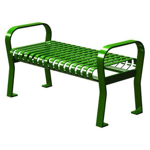 Outdoor Bench, 49 in. L, 20 in. W, Green, Thomas Steele, Mfr#: CRF-4-VS-LEX