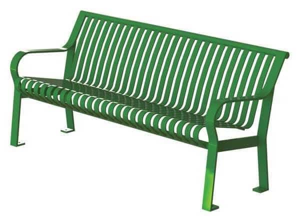 Outdoor Bench, 71 in. L, 27-1/2 in. W, Grn