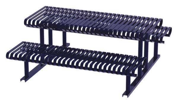 Rectangle Picnic Table, Blue, Steel, 6 Seats, 77-1/2 in L, 30 in H Overall Slat